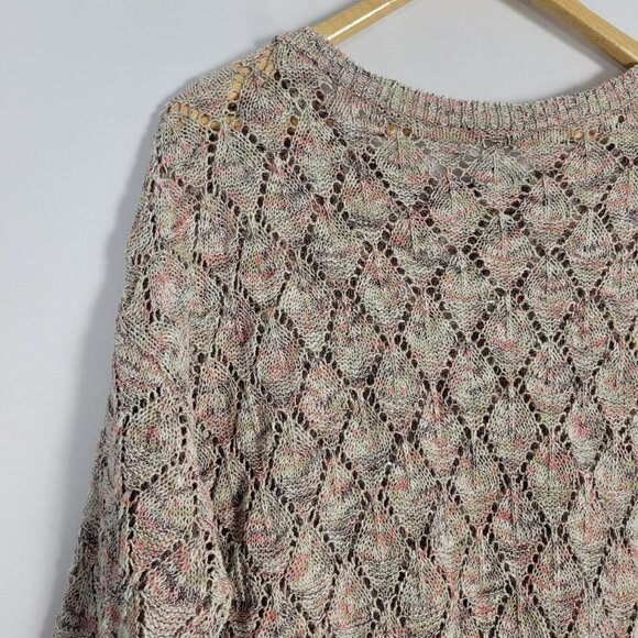 J. Jill Women's Pointelle Loose Knit 3/4 Sleeve Light Weight Sweater Size L - Picture 8 of 14